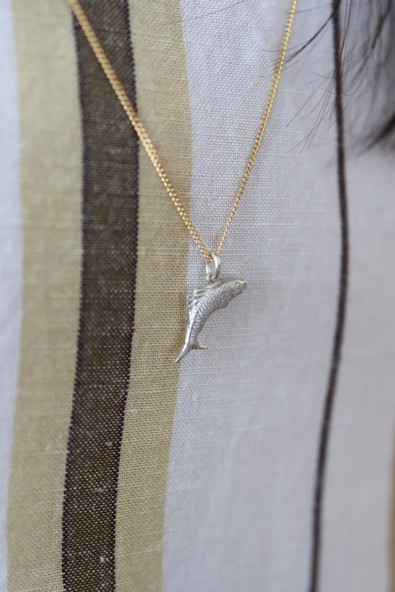 Fine Chain Necklace - Fish Pendant