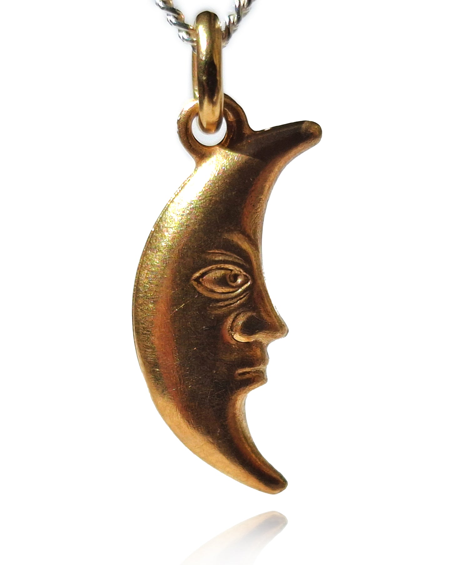 Fine Chain Necklace - Half Moon Pendant