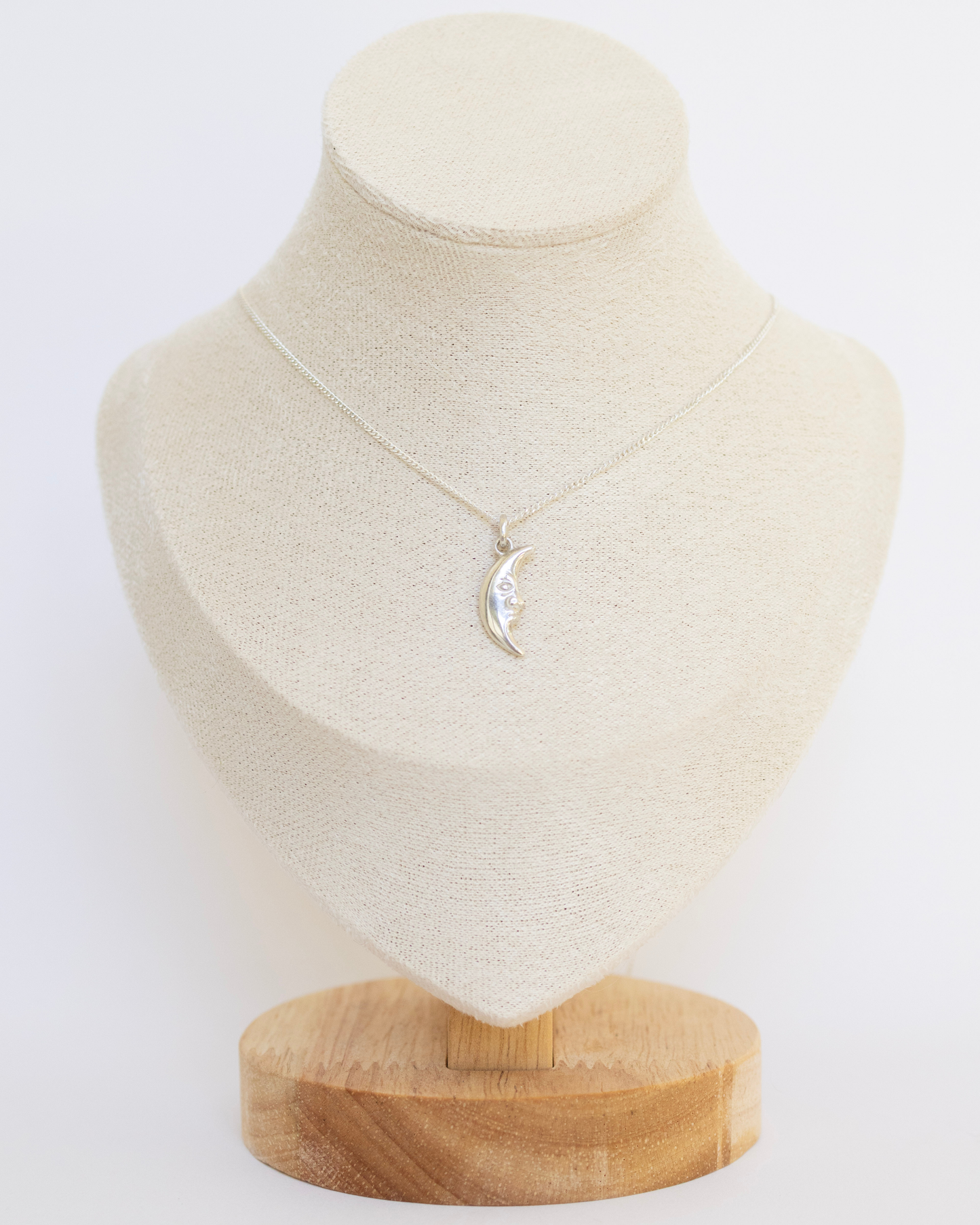 Fine Chain Necklace - Half Moon Pendant